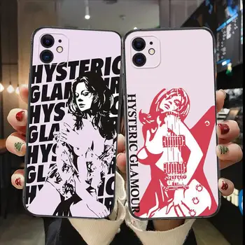 Японский Модный бренд Hysteric Glamour Girl Tags Зеркальный черный чехол для телефона iPhone 14 13 12 11 Pro Max SE XR X XS Max чехол для телефона